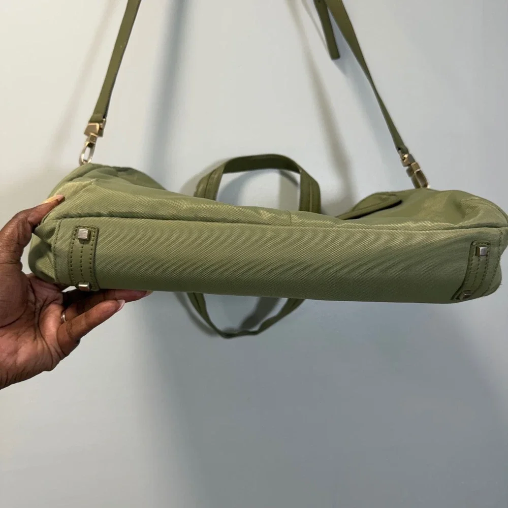 Tumi Olive Green Nylon Laptop Briefcase Messenger Bag Gold Hardware